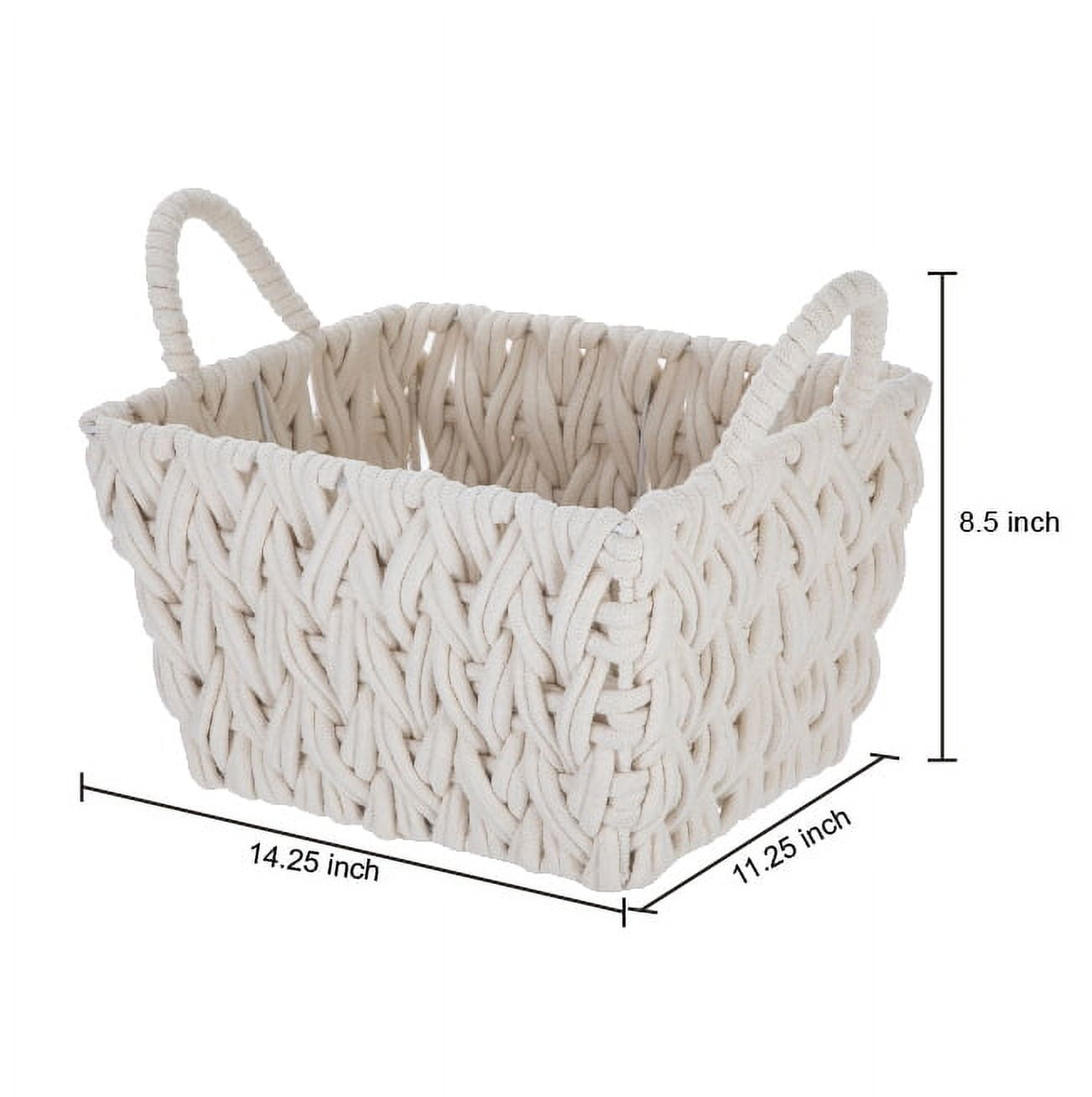 AVERO™ (2 pack) Medium White Woven Rope Decorative Storage Basket with Handles, 14.3 in x 11 in x 9 in - AVERO™