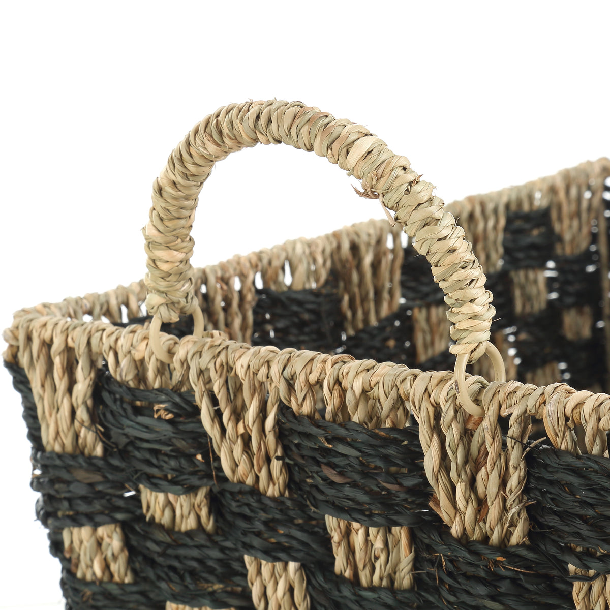 AVERO™ Large Rectangle Checkered Seagrass Storage Basket with Handles, 2 Pack - AVERO™