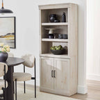 AVERO™ Glendale Bookcase With Doors, Rustic White Finish - AVERO™