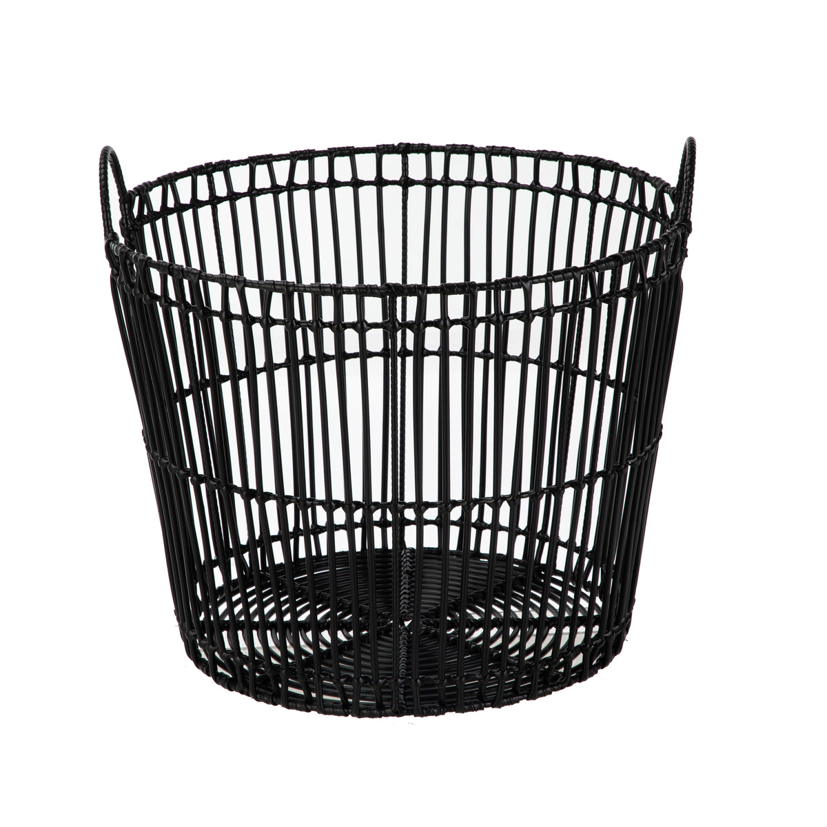 AVERO™ Large Black Poly Rattan Storage Baskets with Handles, Set of 2 - AVERO™
