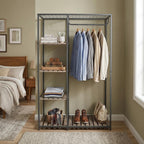 AVERO™ Farmhouse Style Gray Wood and Metal Clothes Rack with Garment Rod - AVERO™