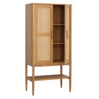 AVERO™ Springwood Caning Storage Accent Cabinet, Light Honey Finish - AVERO™