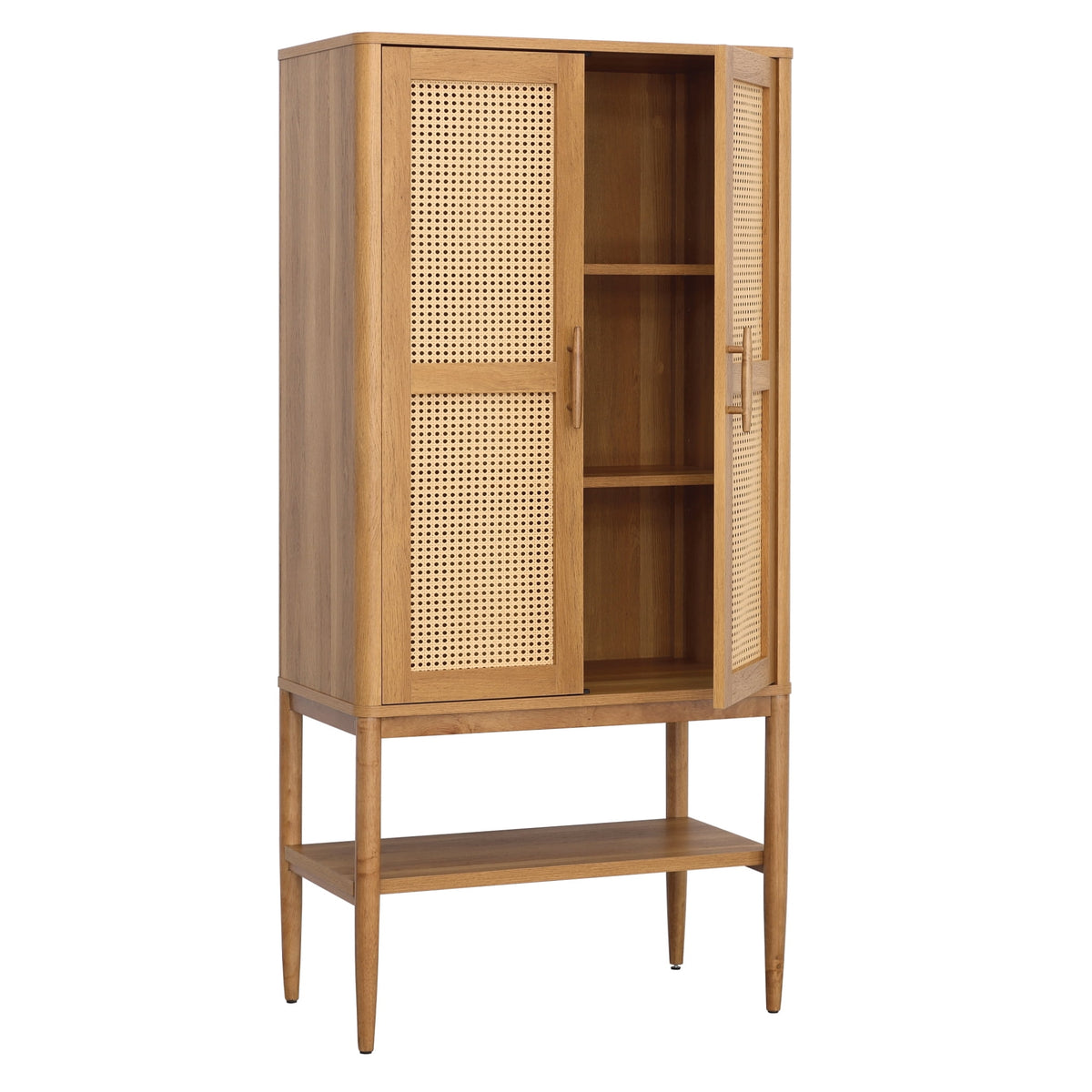 AVERO™ Springwood Caning Storage Accent Cabinet, Light Honey Finish - AVERO™