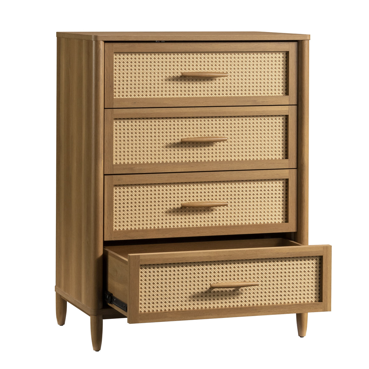 AVERO™ Springwood 4-Drawer Dresser with Caning Look, Light Honey - AVERO™