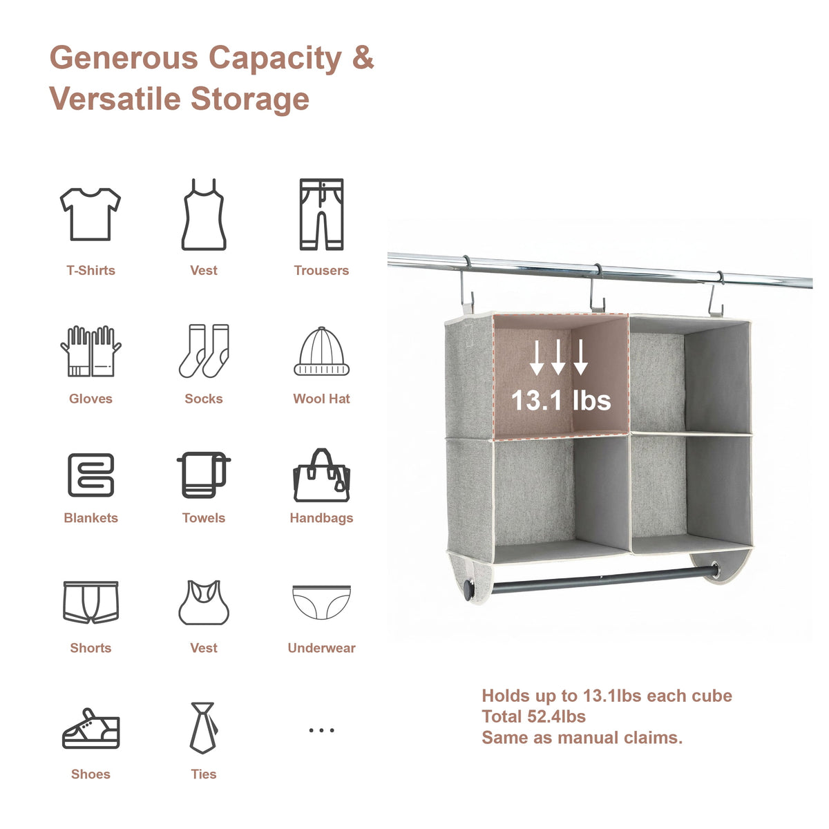 AVERO™ (2 pack) 4-Shelf Gray Hanging Closet Organizer with Rack - AVERO™