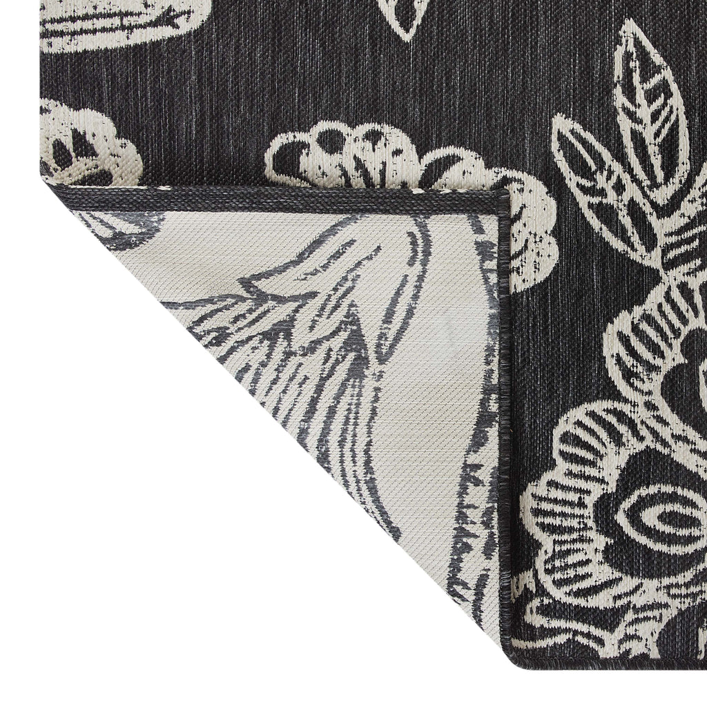 AVERO™ 7' x 10' Black & White Floral Outdoor Rug - AVERO™
