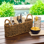 AVERO™ (2 Pack) Better Homes Gardens Beige Black Resin Rattan Oval Utensil Caddy with Metal Frame - AVERO™