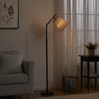 AVERO™ 60 in Boho Black Angled Floor Lamp with Rattan Shade - AVERO™