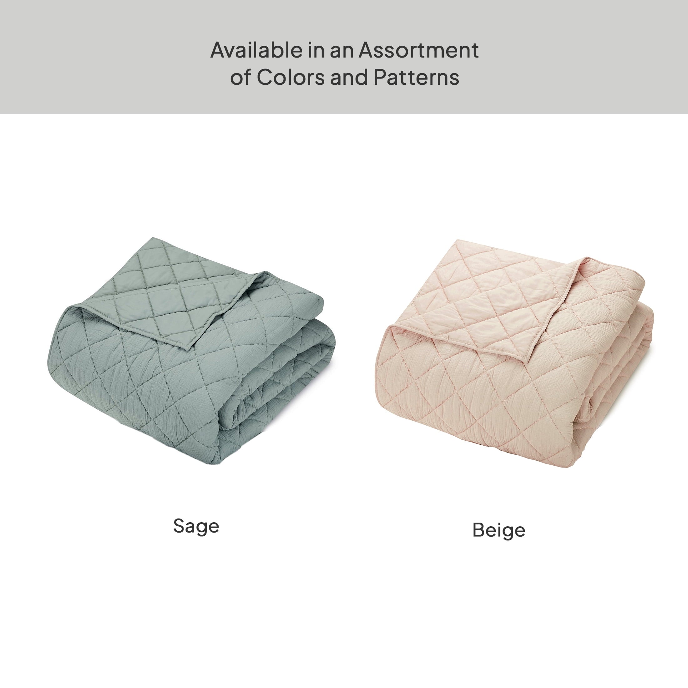 AVERO™ Diamond Gauze Quilt, Sage Green, Full/Queen - AVERO™