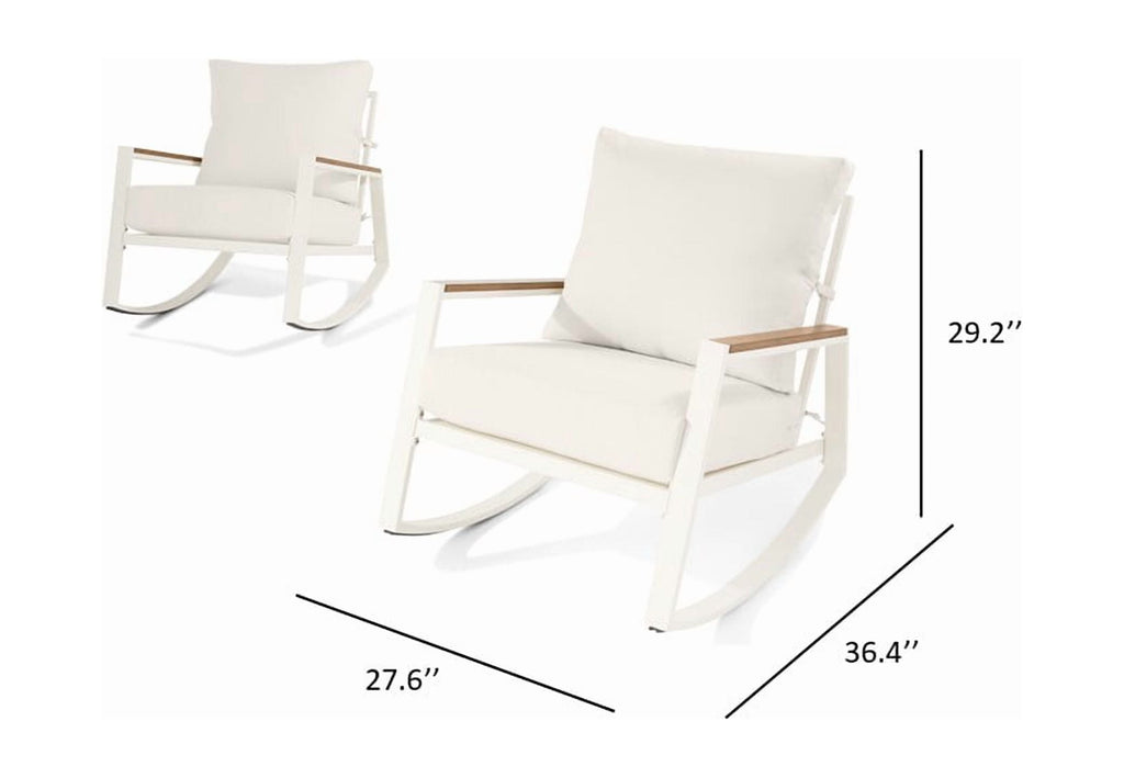 AVERO™ Marlow Outdoor Patio Rocking Chairs, 2-Pack, White Frame with Cream Cushions - AVERO™