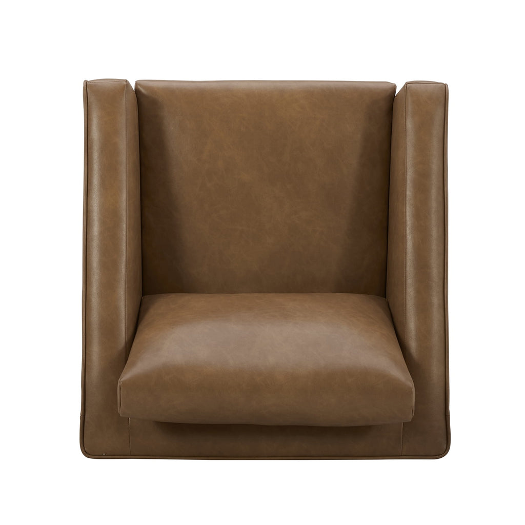 AVERO™ Steele Swivel Accent Chair, Camel Faux Leather - AVERO™