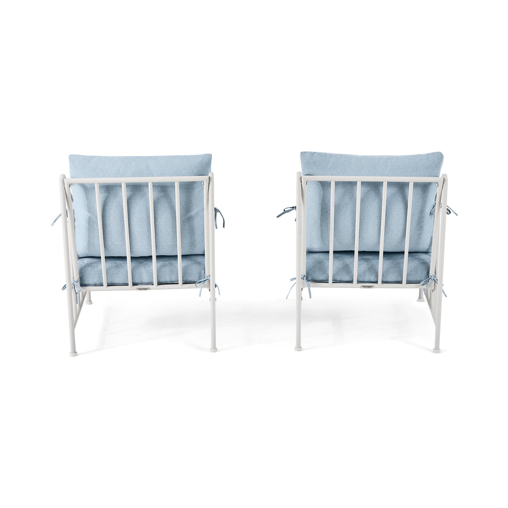 AVERO™ Aubrey 3-Piece Metal Outdoor Chat Set, White & Blue - AVERO™