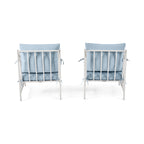 AVERO™ Aubrey 3-Piece Metal Outdoor Chat Set, White & Blue - AVERO™