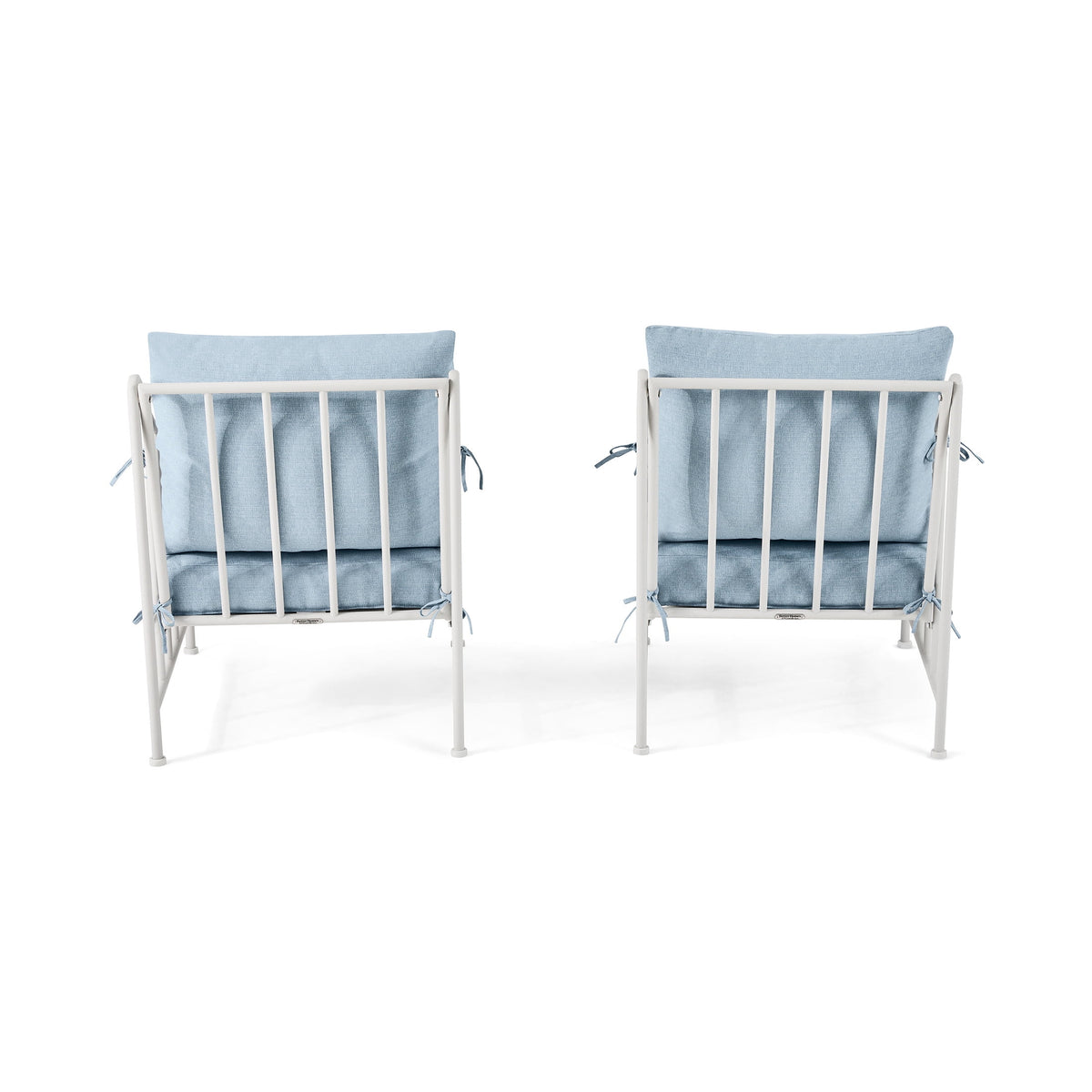 AVERO™ Aubrey 3-Piece Metal Outdoor Chat Set, White & Blue - AVERO™