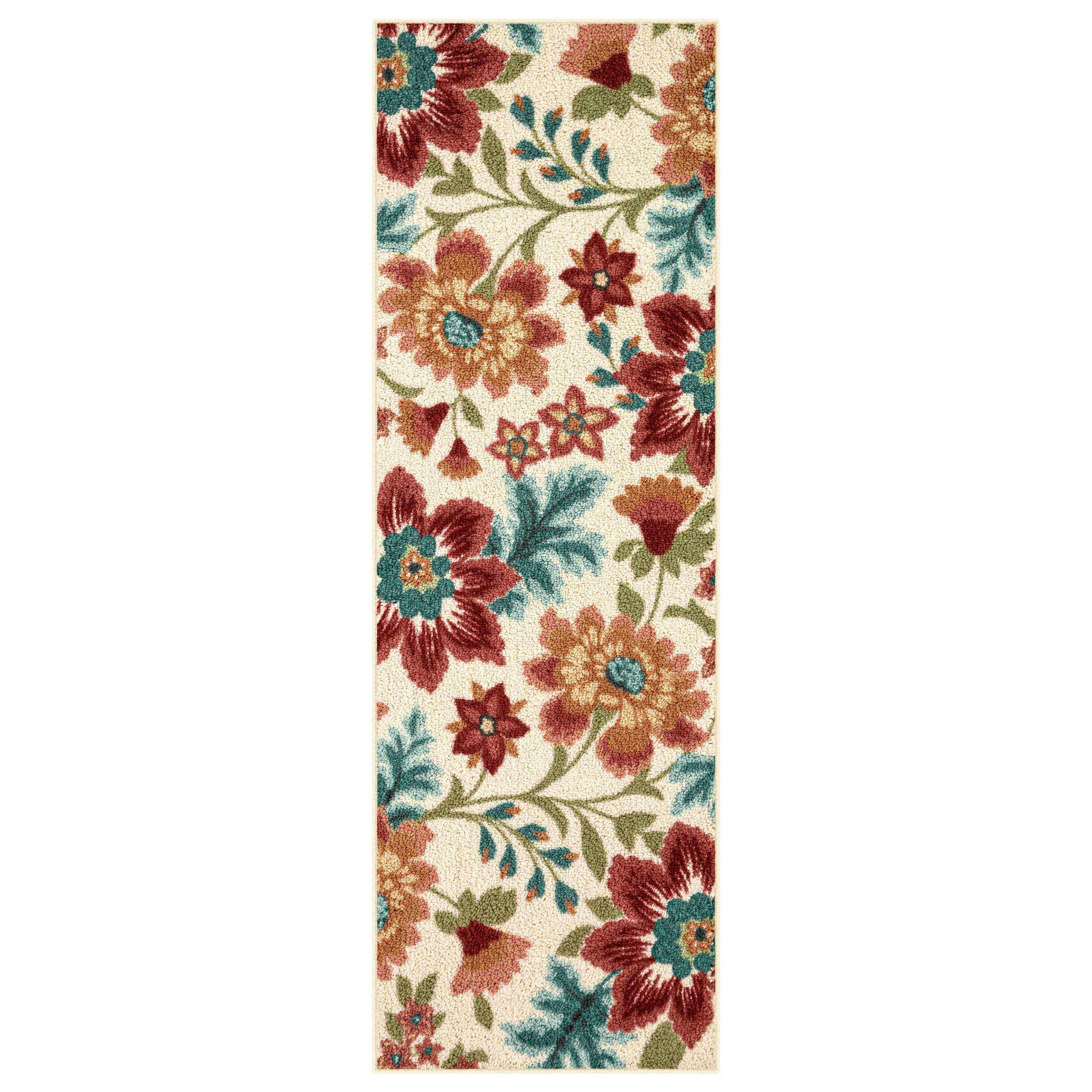 AVERO™ (2 pack) Farmhouse Oversized Floral Cream Multicolor Indoor Hallway Runner Rug, 2'x6' - AVERO™