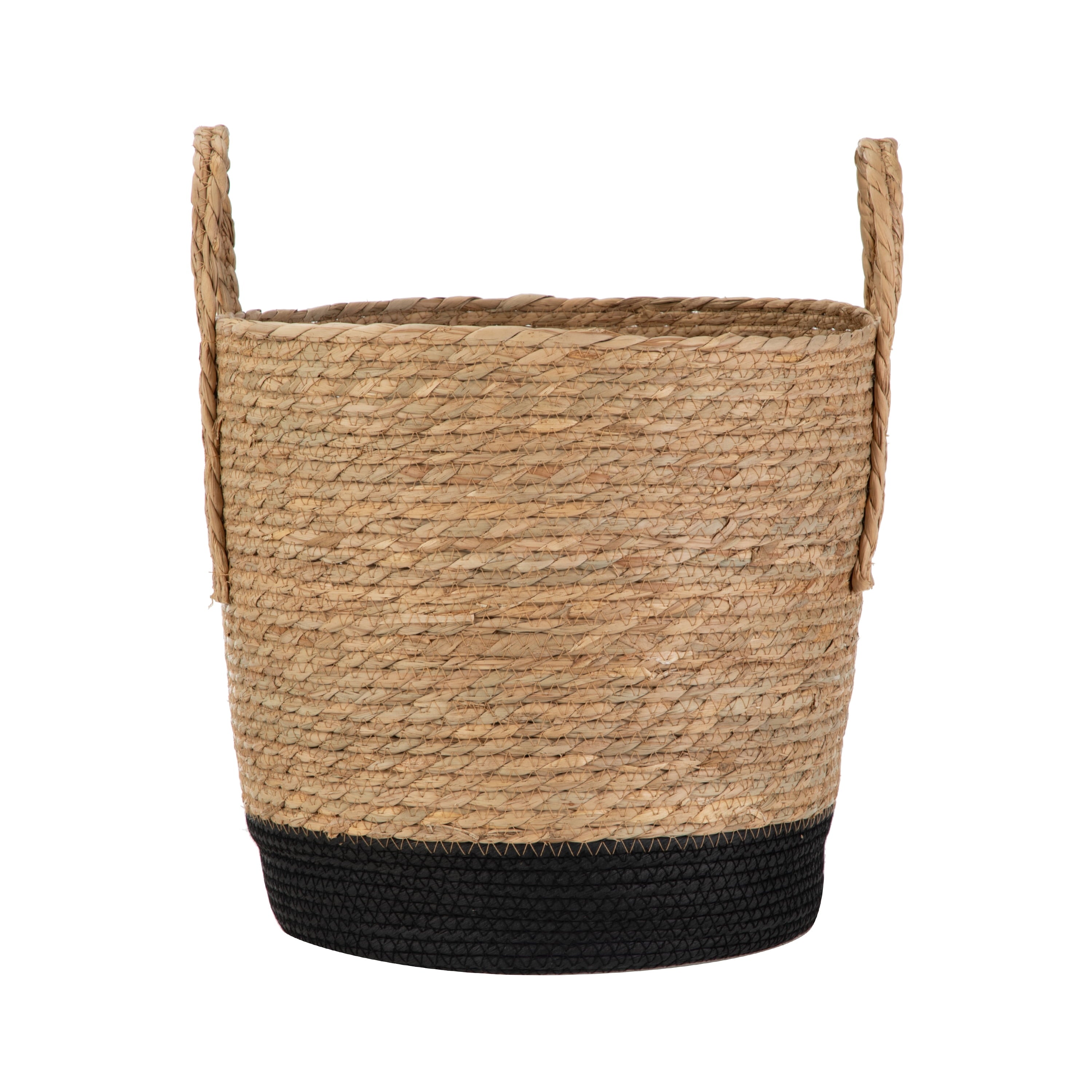 AVERO™ Natural and Black Round Rush Baskets, Set of 2 - AVERO™
