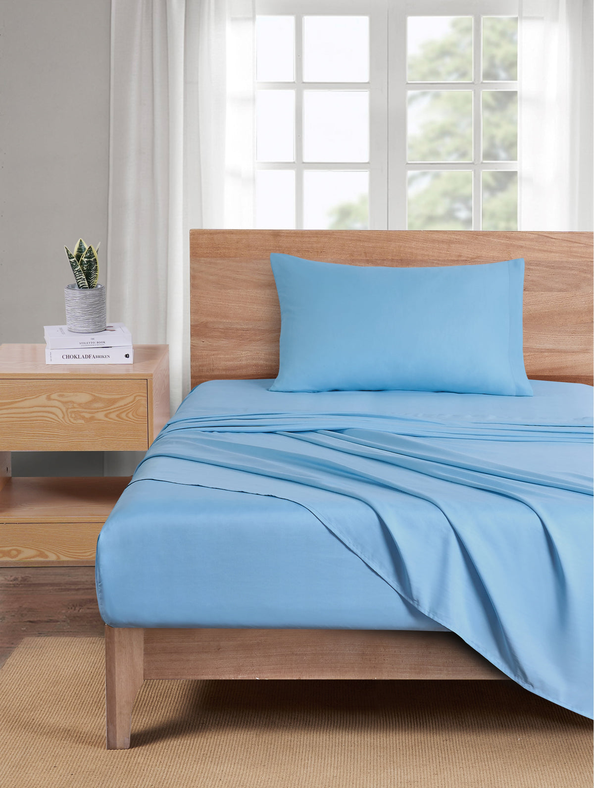 AVERO™ (4 pack) Basic Value Microfiber Bed Sheet Set, Light Blue, Twin, 3-Piece - AVERO™