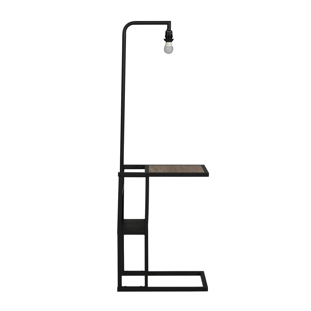 AVERO™ 54" Matte Black Metal Floor Lamp with Faux Wood Table and Magazine Rack - AVERO™