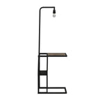 AVERO™ 54" Matte Black Metal Floor Lamp with Faux Wood Table and Magazine Rack - AVERO™