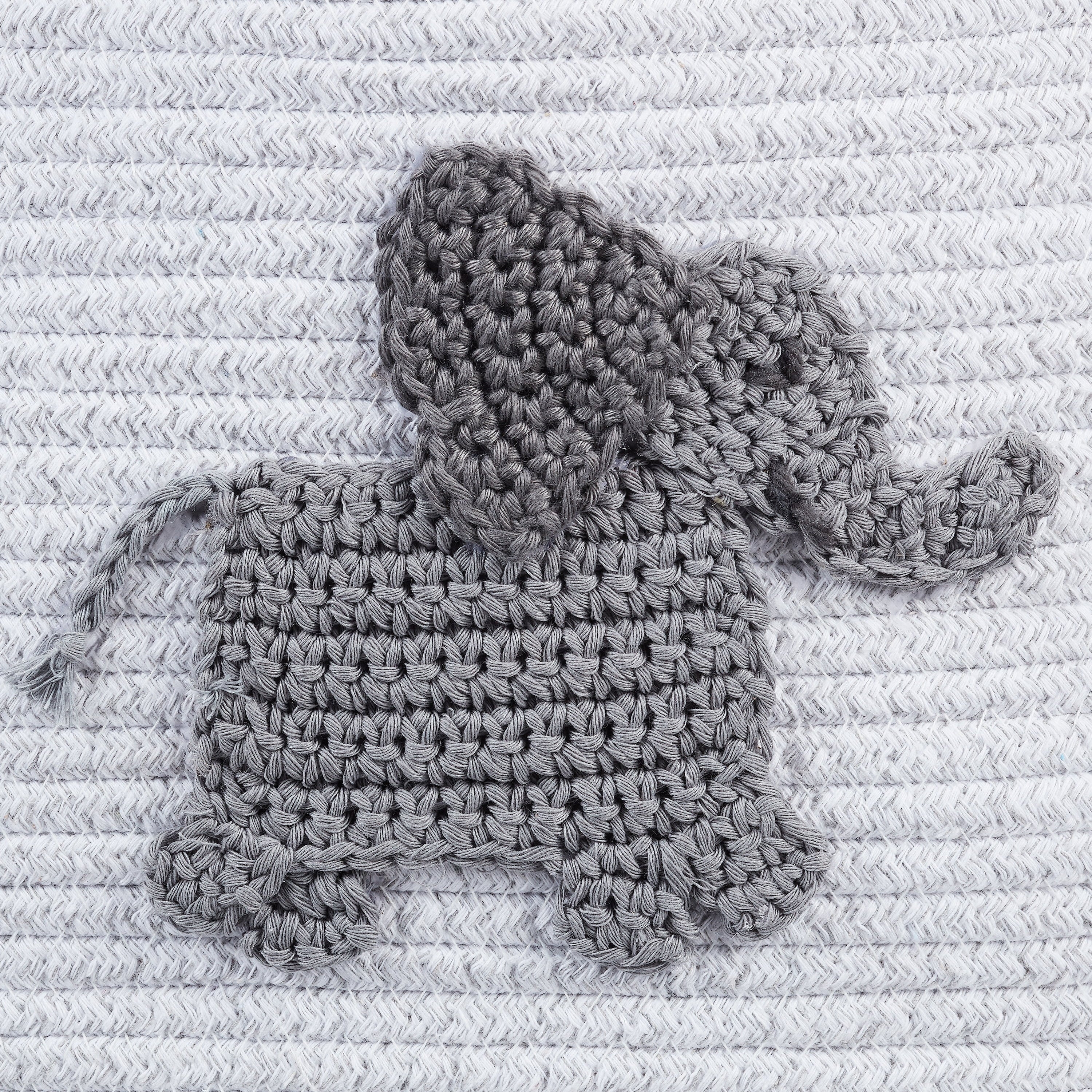 AVERO™ Cotton Rope Rectangle Tote Bin, Elephant Crochet - AVERO™