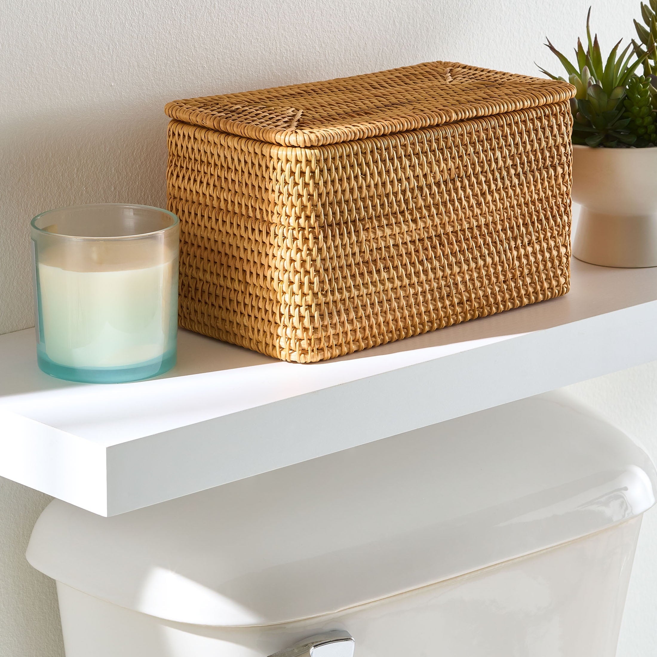 AVERO™ Brown Rattan Organizer Basket with Lid - AVERO™