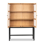 AVERO™ Ezra China Cabinet, Light Honey Finish and Black Stand - AVERO™