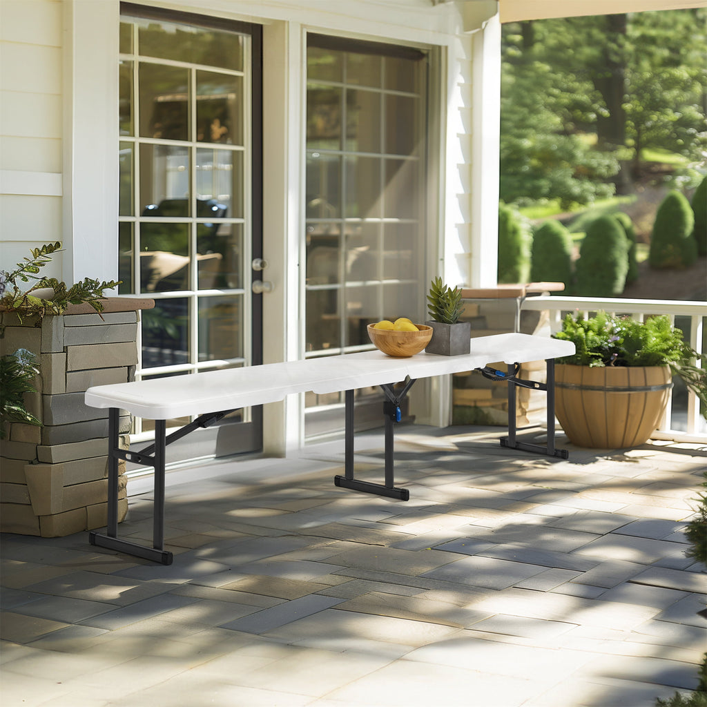 AVERO™ 6' Centerfold Bench, Steel Frame, Indoor Outdoor, Includes Carry Handle, White - AVERO™