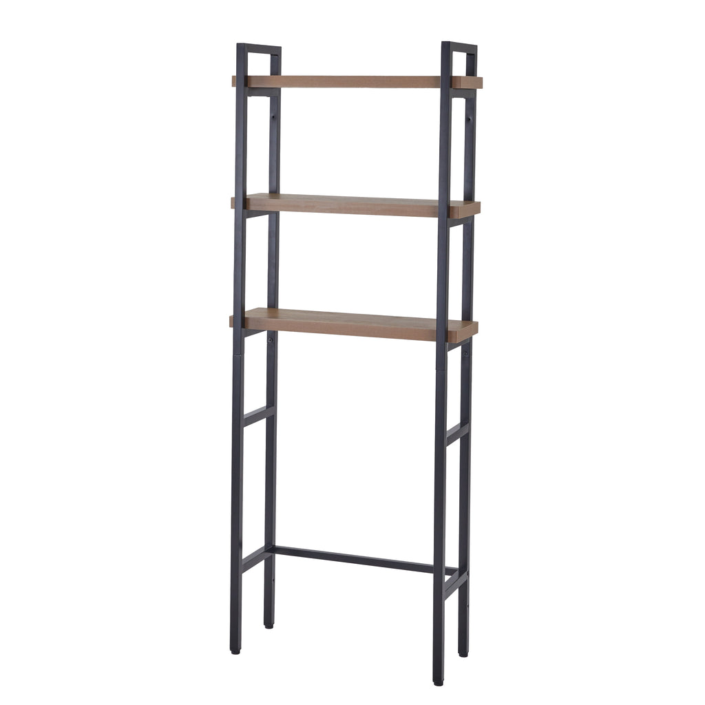 AVERO™ Jace 3-Shelf Over-the-Toilet Storage Shelf, Black Frame with Oak Shelves - AVERO™
