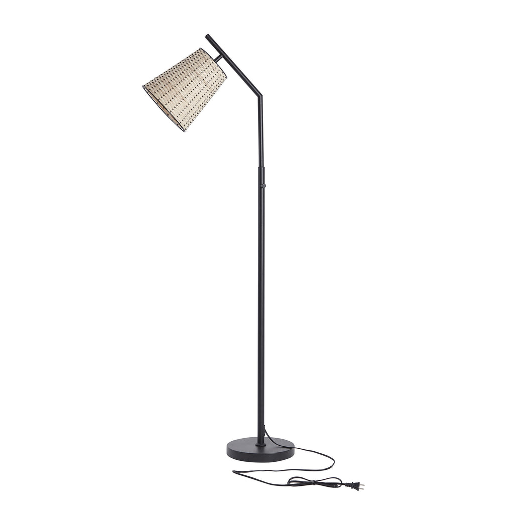 AVERO™ 60 in Boho Black Angled Floor Lamp with Rattan Shade - AVERO™