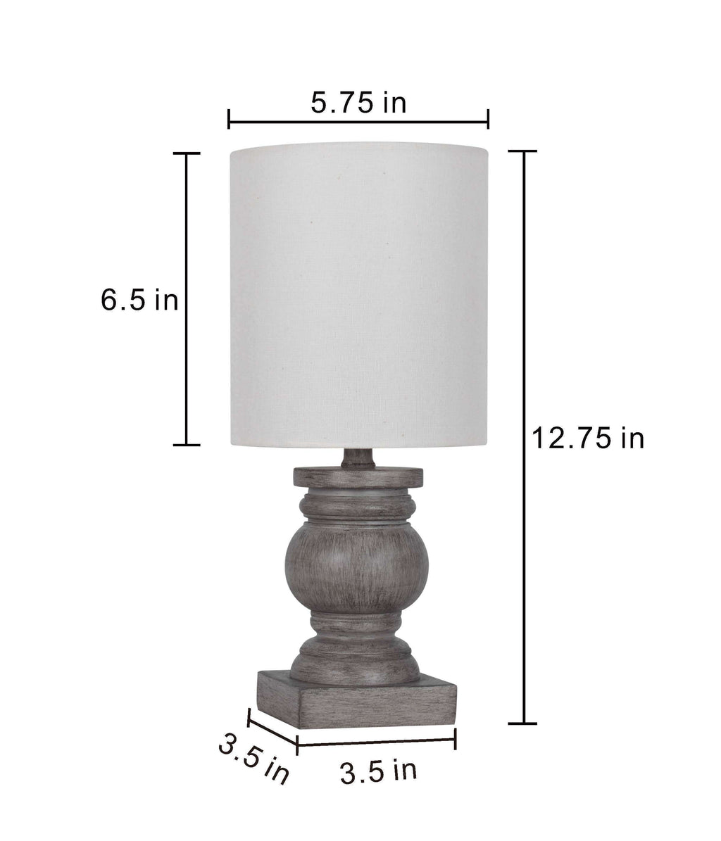 AVERO™ 4 Pack 12.75 in Mini Table Lamp Weathered Wood Finish Polyresin White Shade - AVERO™