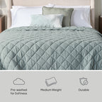 AVERO™ Diamond Gauze Quilt, Sage Green, Full/Queen - AVERO™