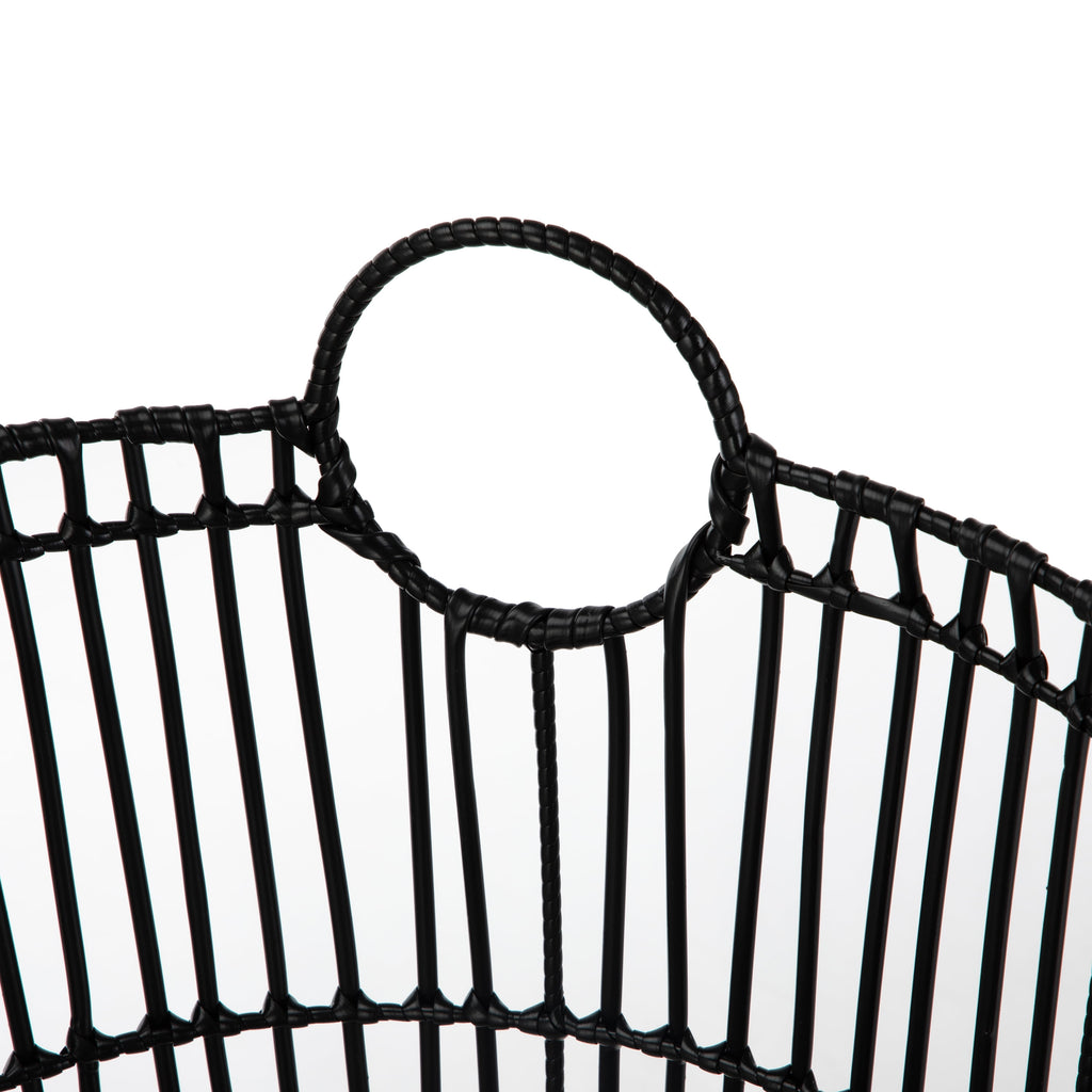 AVERO™ Large Black Poly Rattan Storage Baskets with Handles, Set of 2 - AVERO™
