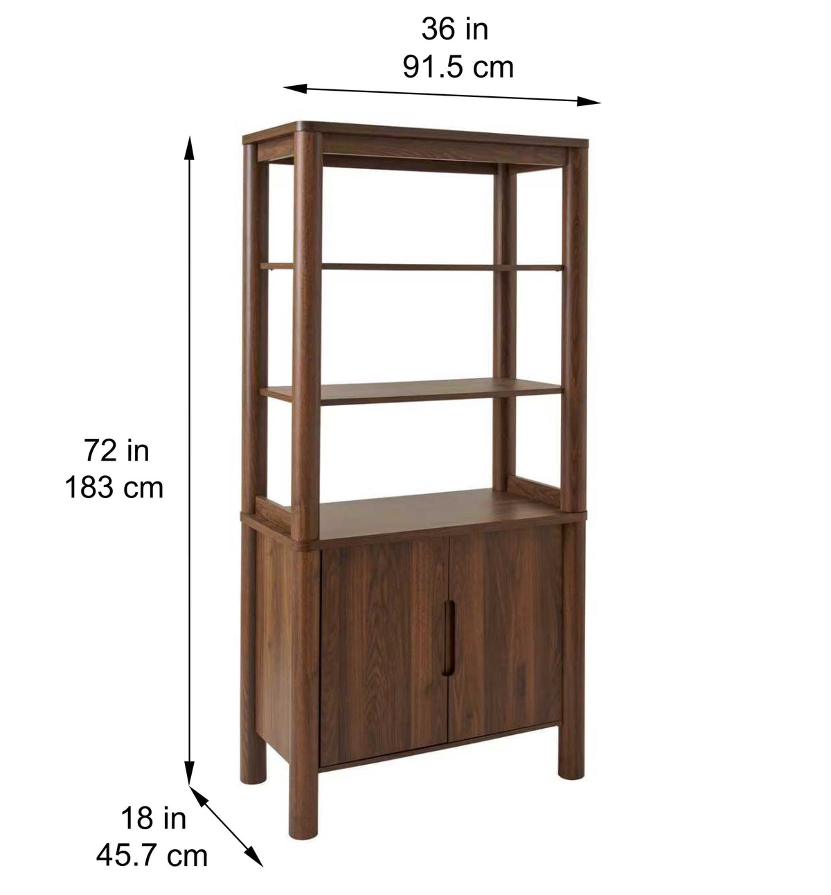 AVERO™ Adlin Bookcase with Doors, Walnut Finish - AVERO™