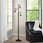 AVERO™ 63.5 in 3 Light Contemporary Black Floor Lamp Clear Glass - AVERO™