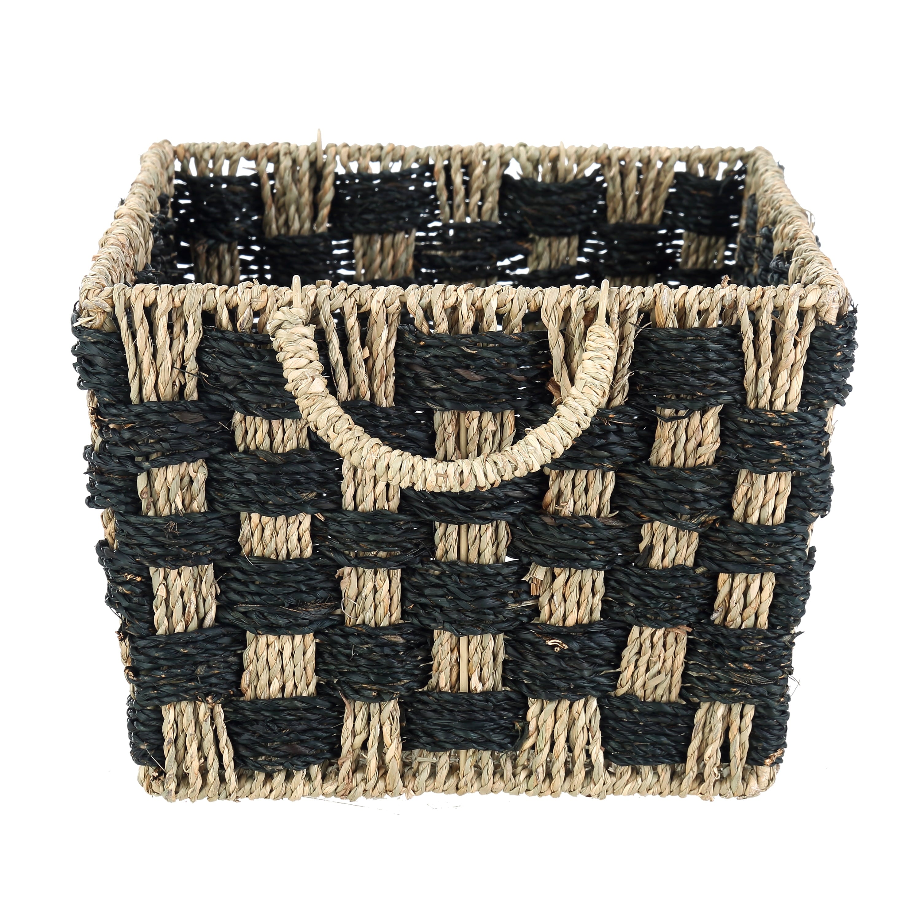 AVERO™ Large Rectangle Checkered Seagrass Storage Basket with Handles, 2 Pack - AVERO™